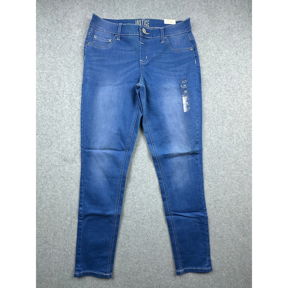 Justice Girls Mid Rise Jeggings Blue Denim Medium Wash Size 16 Regular NWT